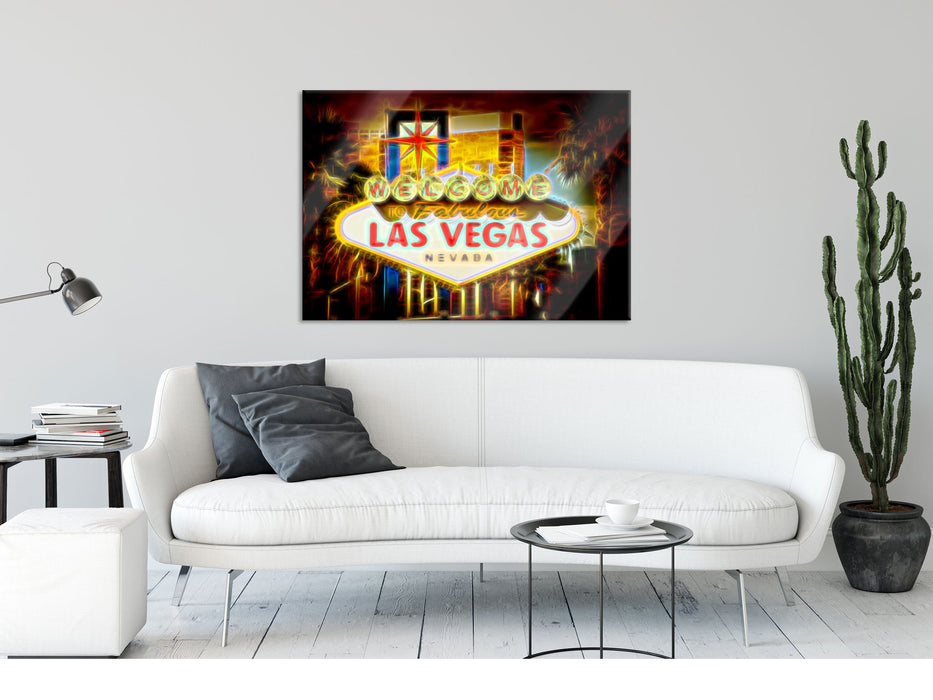Ortseingangsschild Las Vegas, Glasbild