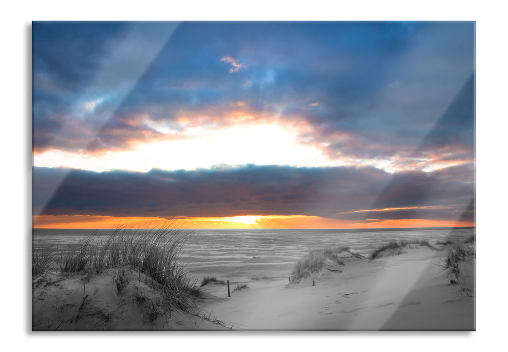 Nordseeküste bei Sonnenaufgang, Glasbild