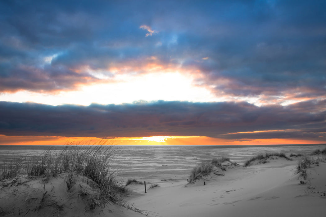 Nordseeküste bei Sonnenaufgang, Glasbild