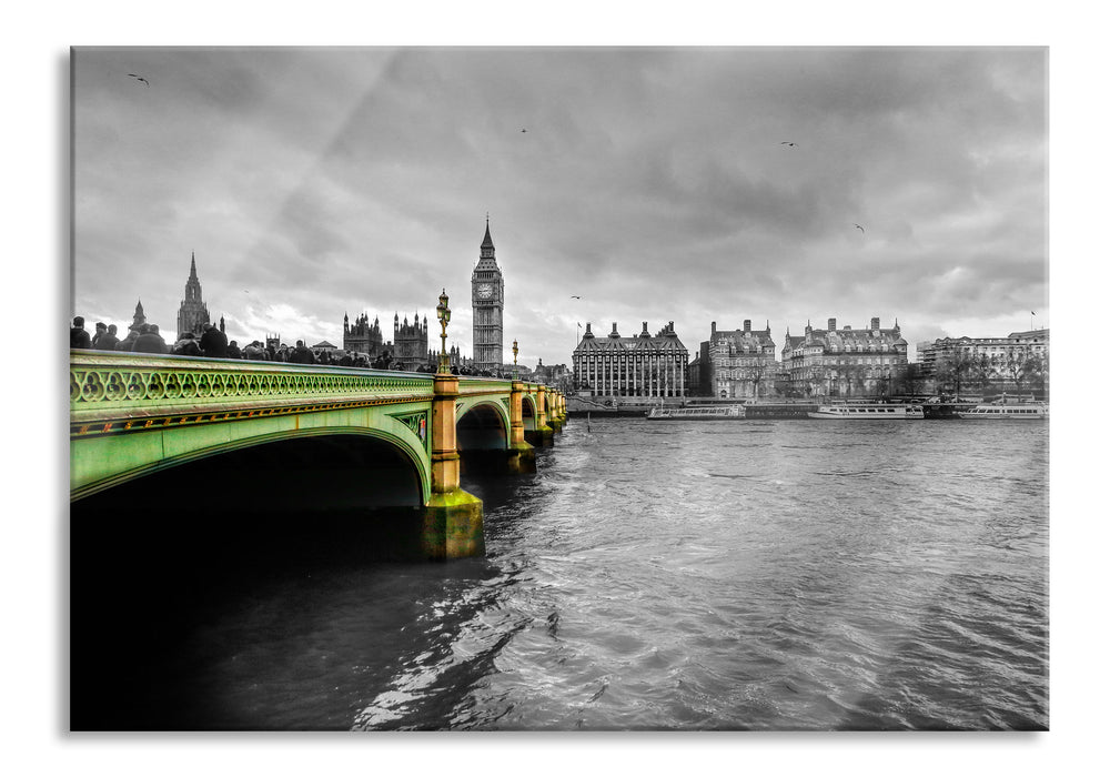 Pixxprint London mit Themse und Big Ben, Glasbild