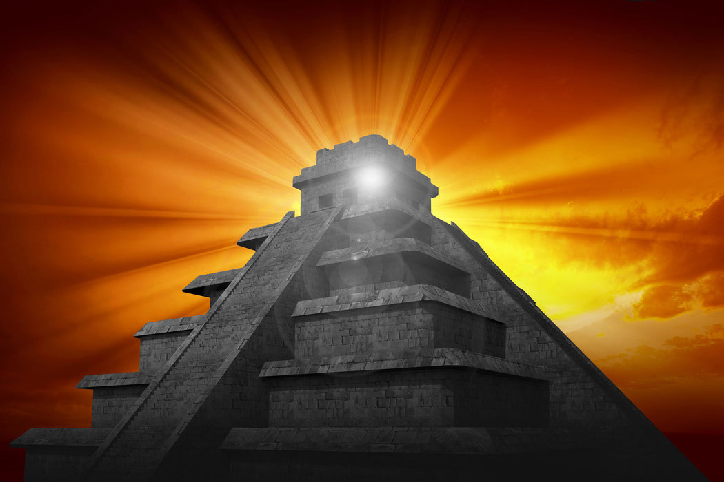 Maya Pyramide Tempelanlage, Glasbild