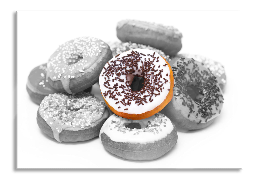 Pixxprint Donut mit Glasur und Liebesperlen, Glasbild