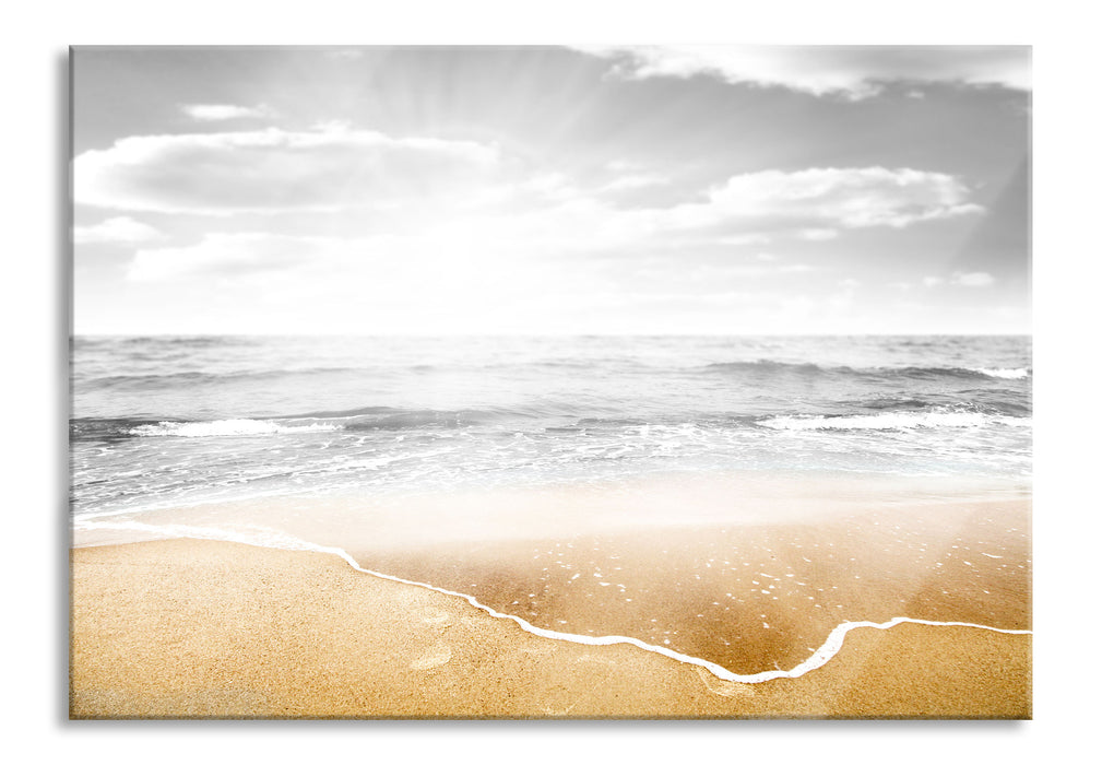 Pixxprint Wellen am Traumstrand, Glasbild