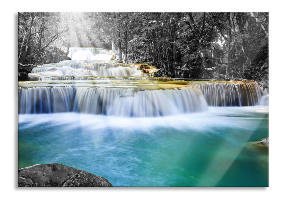 Pixxprint Wilder Bach im Urwald, Glasbild