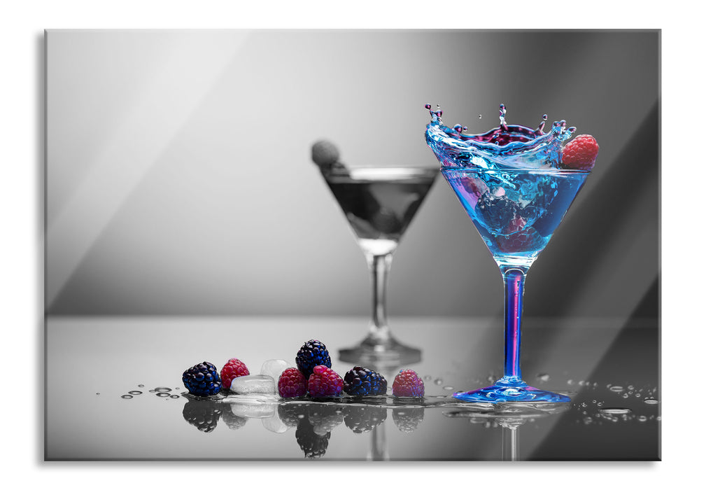 Pixxprint Blauer leckerer Cocktail, Glasbild