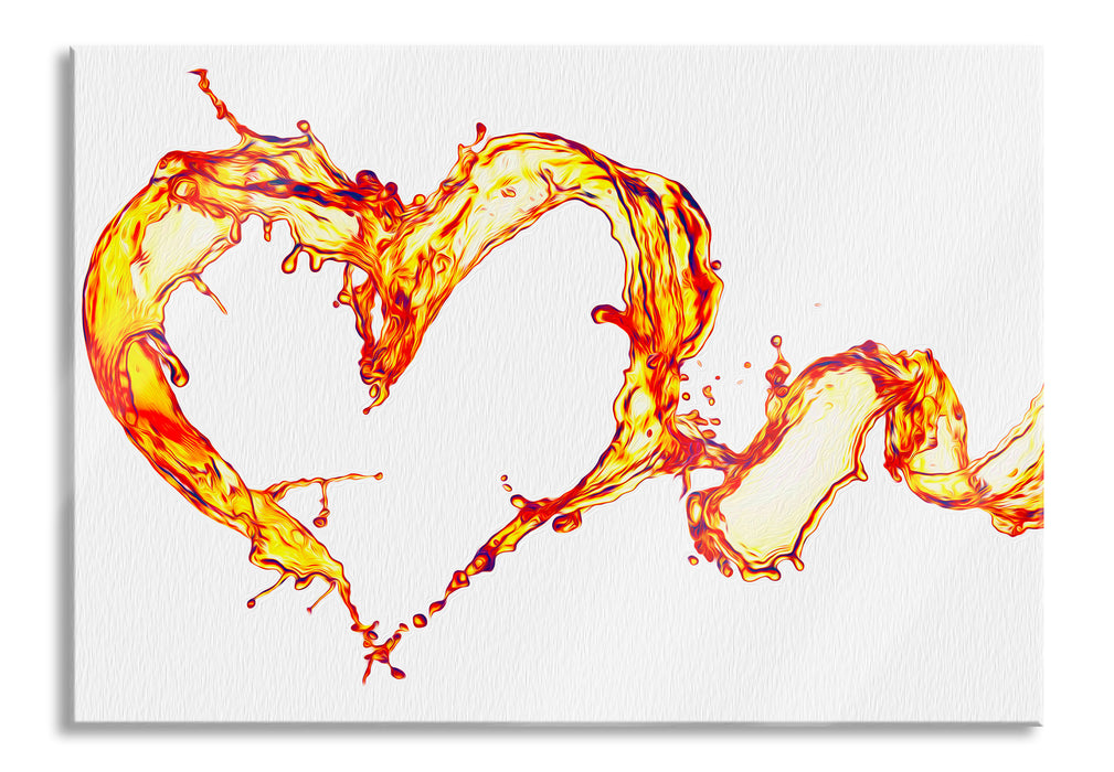 Pixxprint Oranges Herz aus Wasser, Glasbild