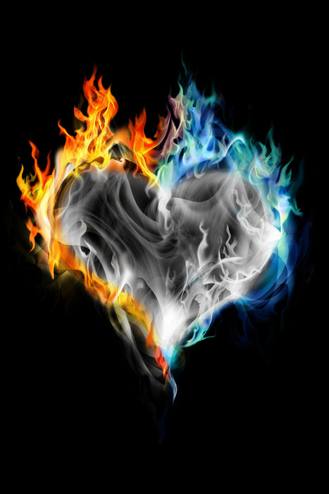 Herz aus Feuer und Wasser, Glasbild