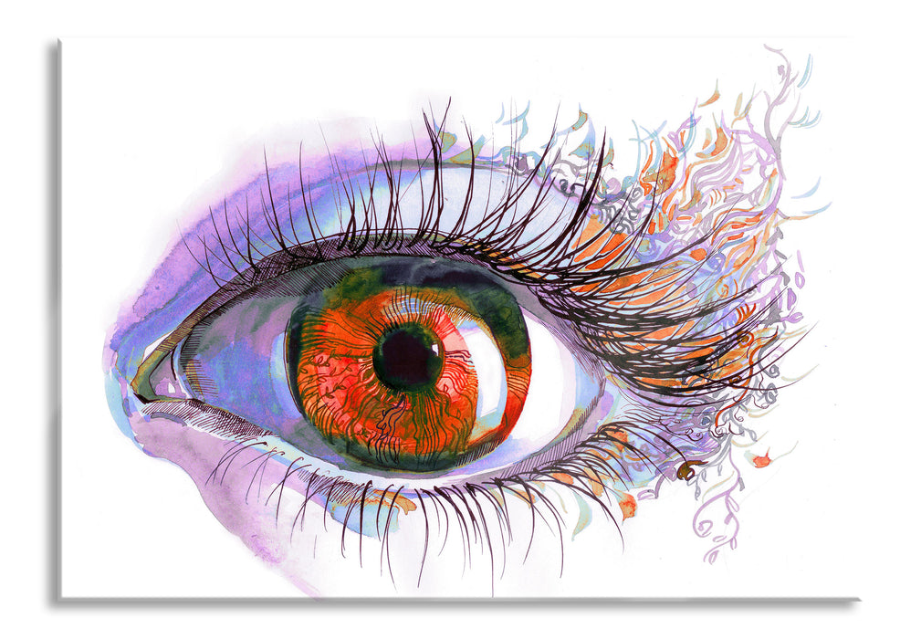wunderschöne Zeichnung eines Auges, Glasbild