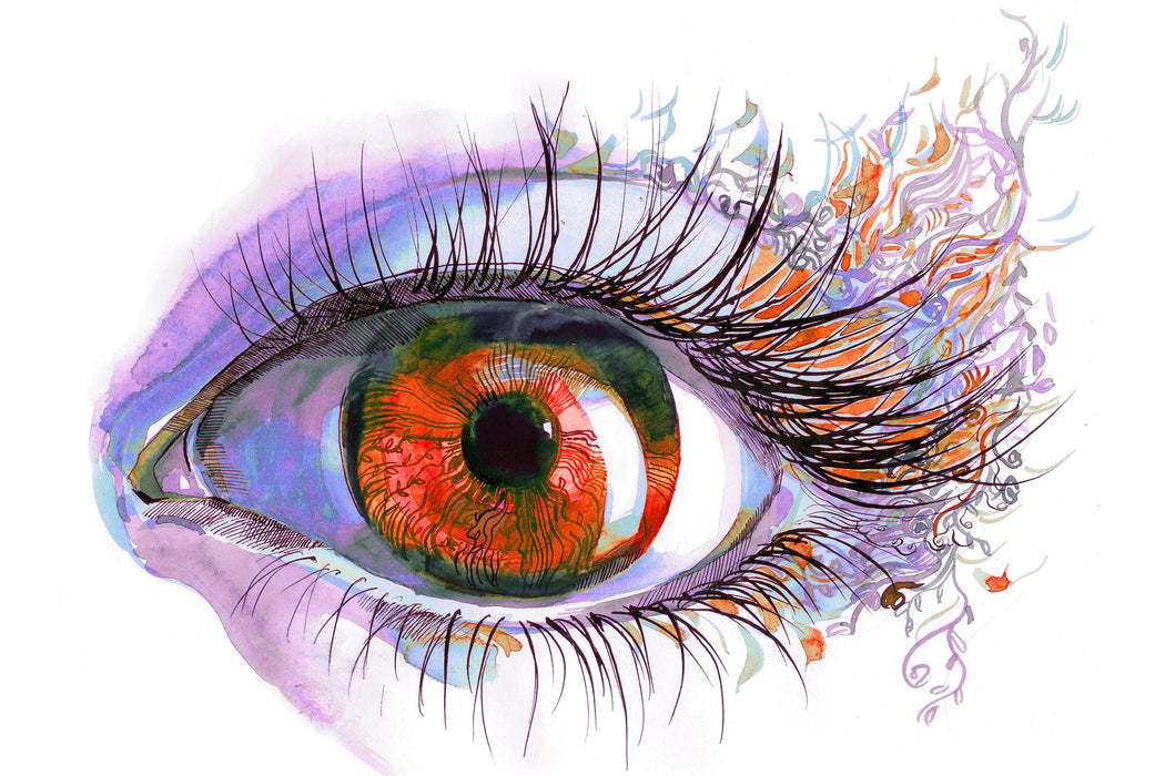 wunderschöne Zeichnung eines Auges, Glasbild