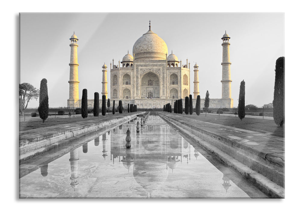 Taj Mahal in ruhiger Umgebung, Glasbild