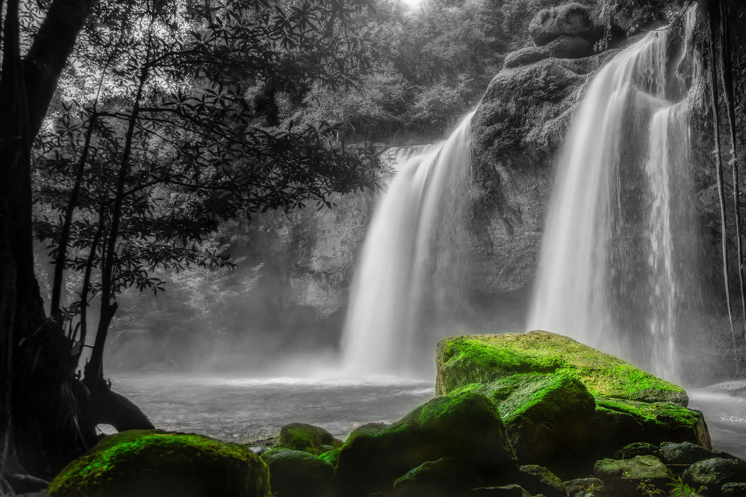 Wasserfall im Dschungel, Glasbild
