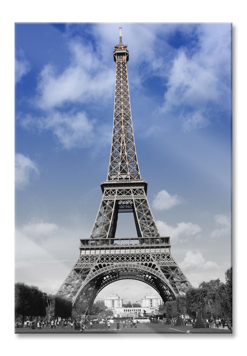 Pixxprint Eifelturm mit Himmel Paris, Glasbild