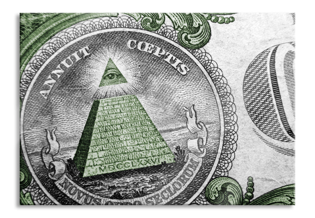Pixxprint Illuminaten-Pyramide Dollar, Glasbild