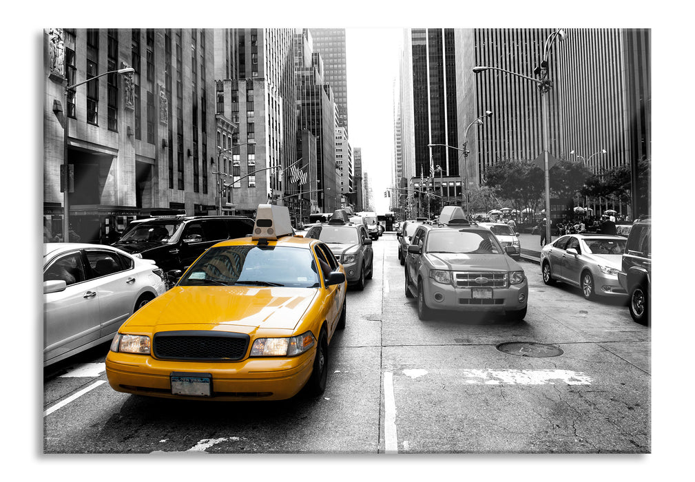 Gelbes Taxi in New York, Glasbild