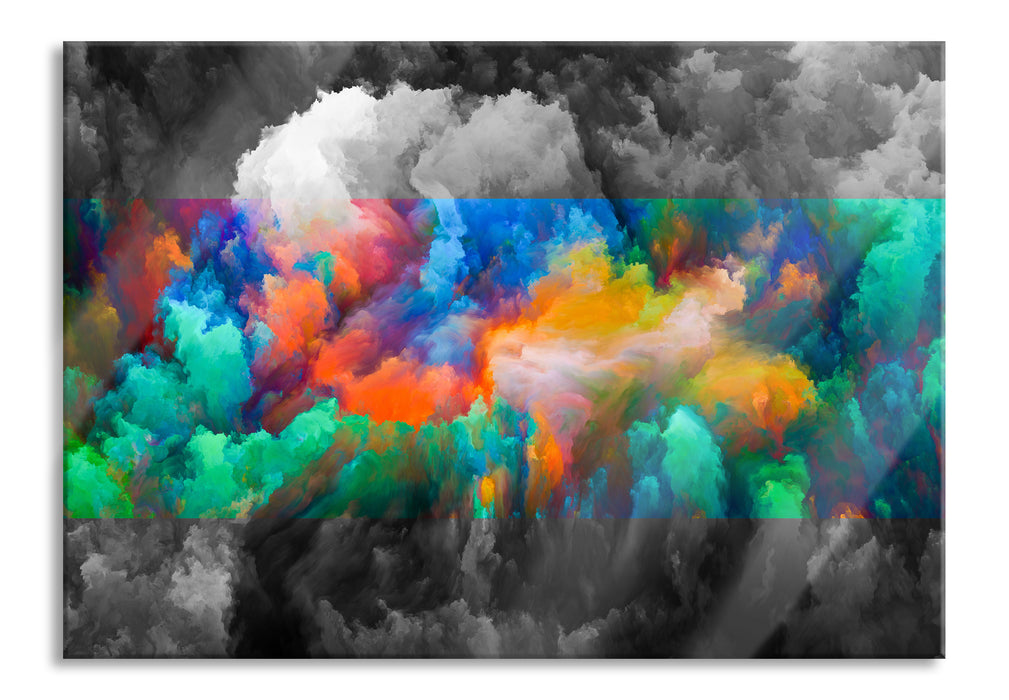 Pixxprint Buntes Farbenmeer Holi, Glasbild