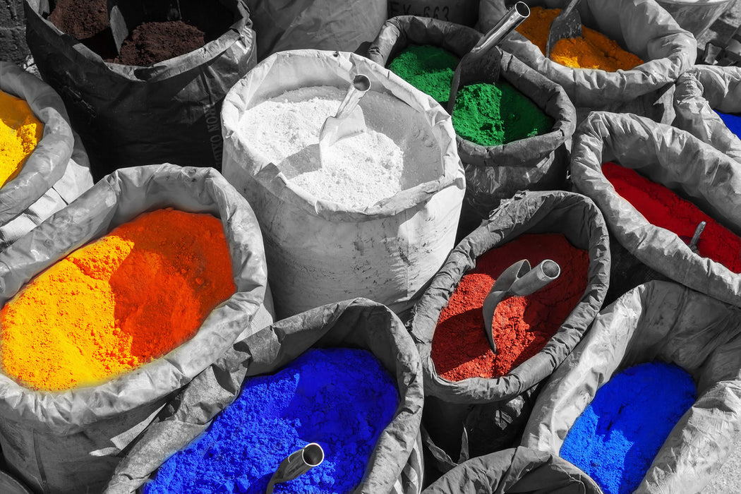 Bunte Farben für Holi Festival, Glasbild