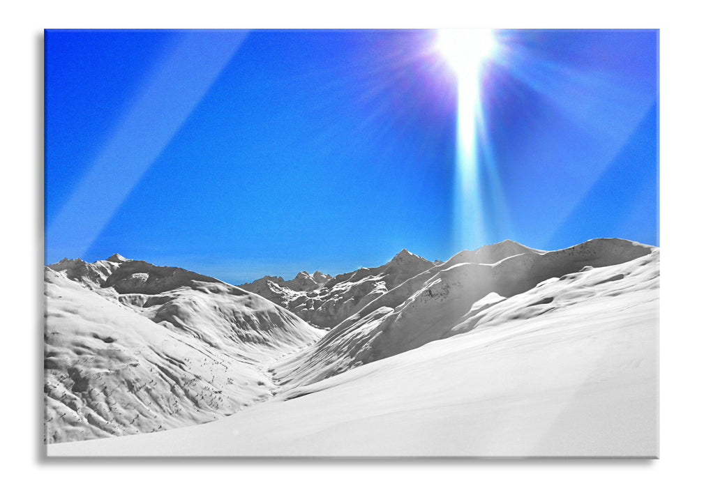 Berglandschaft im Winter, Glasbild