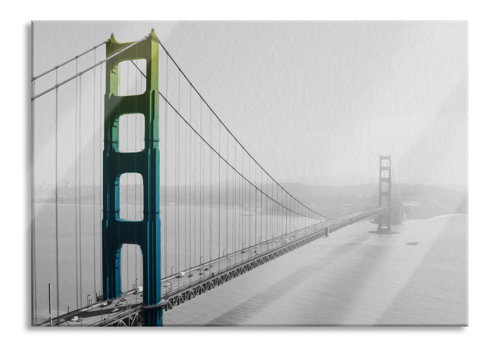 Pixxprint Golden Gate Bridge Regenbogen, Glasbild