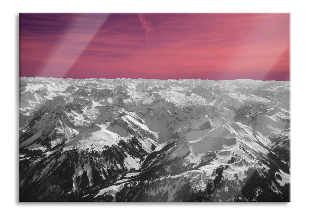 Pixxprint Alpen mit Schnee, Glasbild