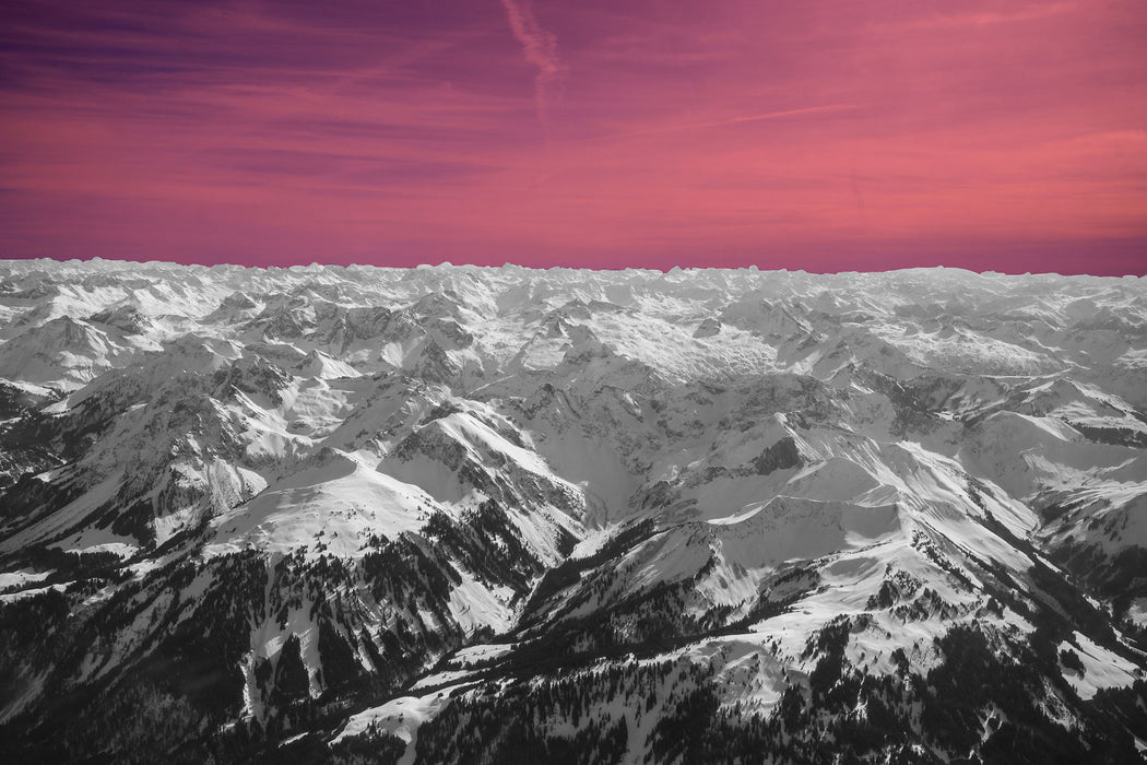 Alpen mit Schnee, Glasbild