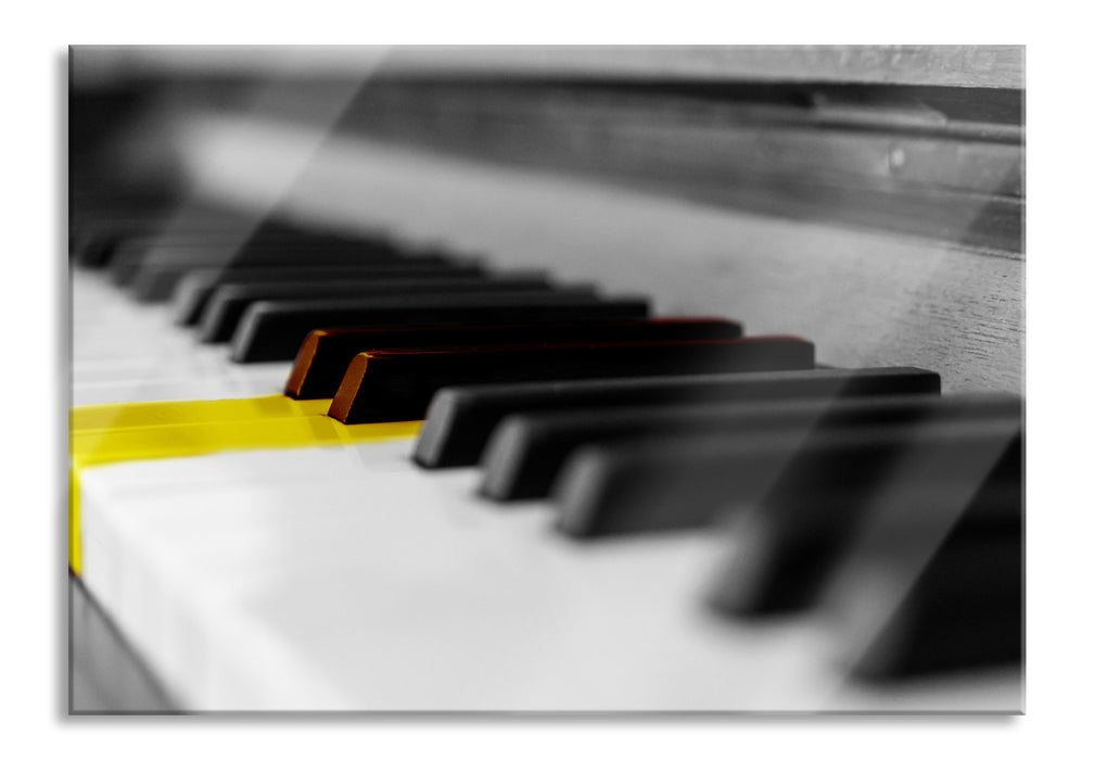 Pixxprint schönes Klavier mit gelben Tasten, Glasbild