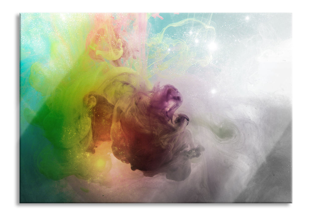 Pixxprint mystisch verfärbte Wirbel, Glasbild