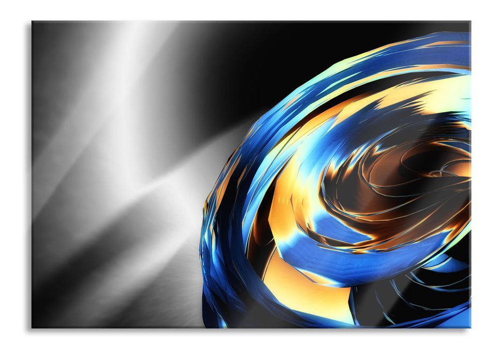 Pixxprint blaue abstrakte Form, Glasbild