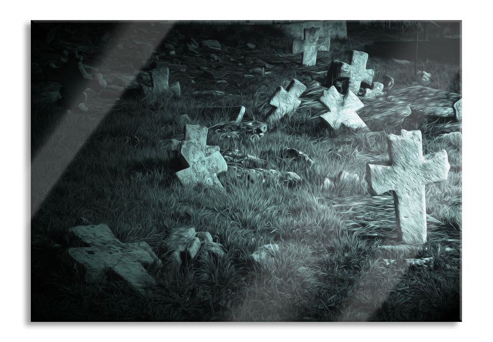 gruseliger Friedhof, Glasbild