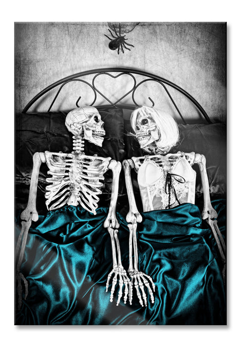 Horror Paar im Schlafzimmer, Glasbild