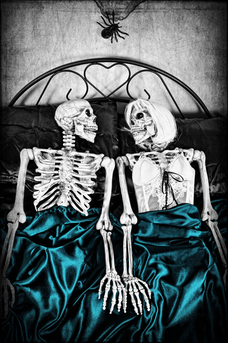 Horror Paar im Schlafzimmer, Glasbild