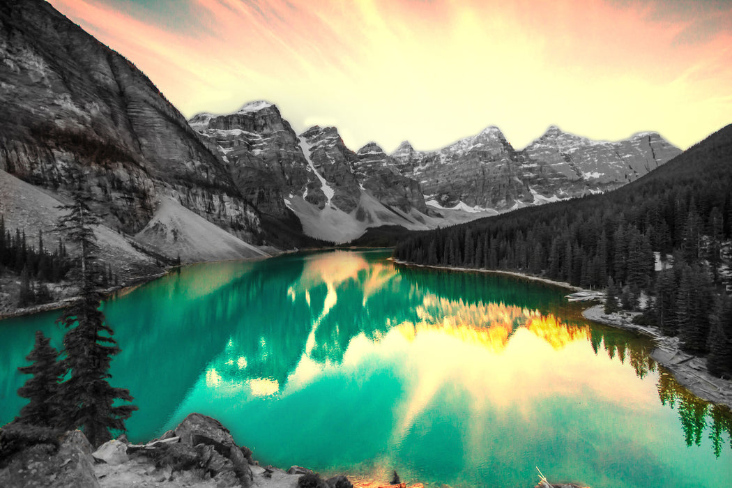 Moraine Lake in Canada, Glasbild