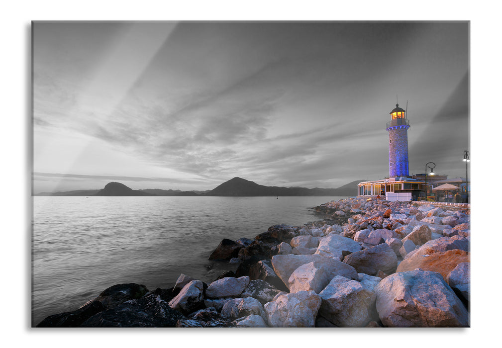 Pixxprint Romantischer Leuchtturm bei Ebbe, Glasbild