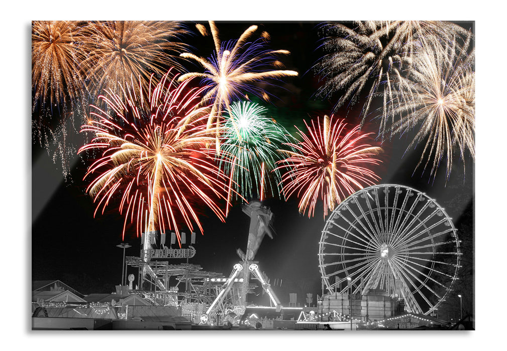 Pixxprint Silvester Feuerwerk, Glasbild