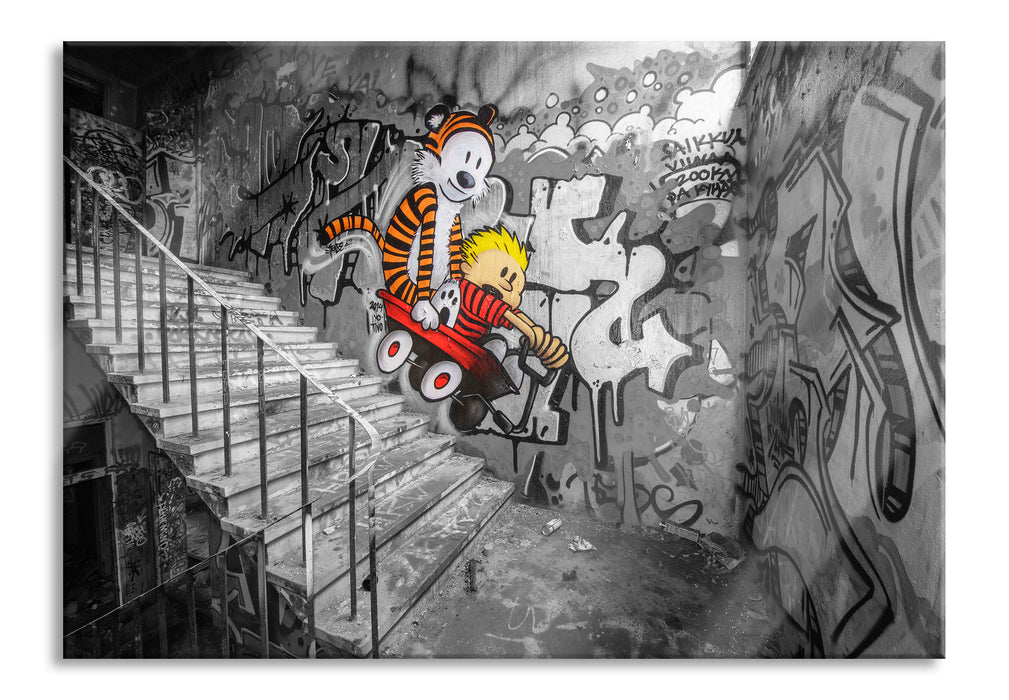 Pixxprint Tiger Grafitti in Berlin, Glasbild