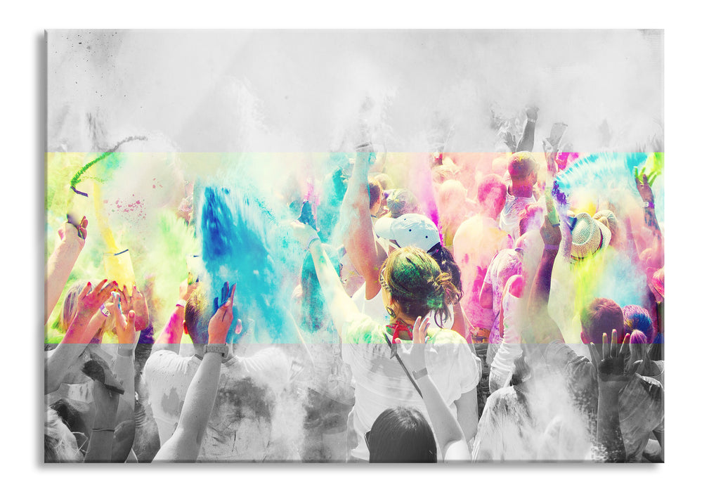 Pixxprint Holi Farben Festival, Glasbild