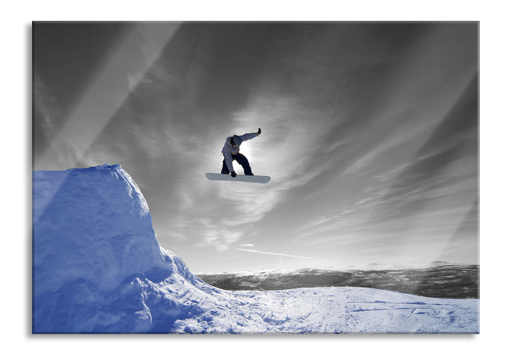 Snowboard Sprung Extremsport, Glasbild