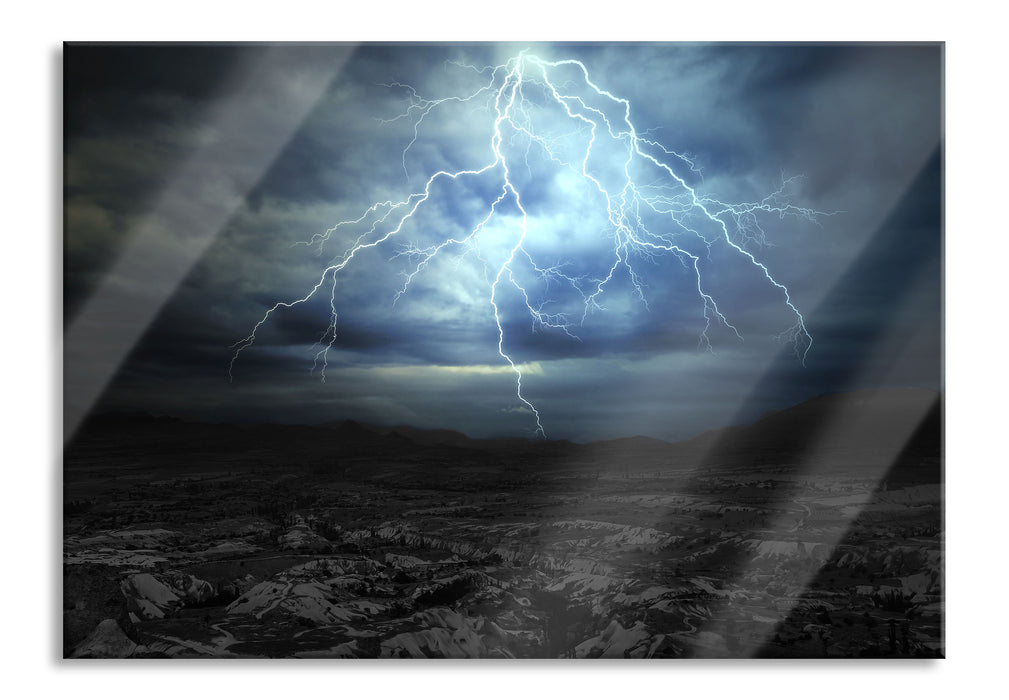 Pixxprint Blitz an Himmel, Glasbild