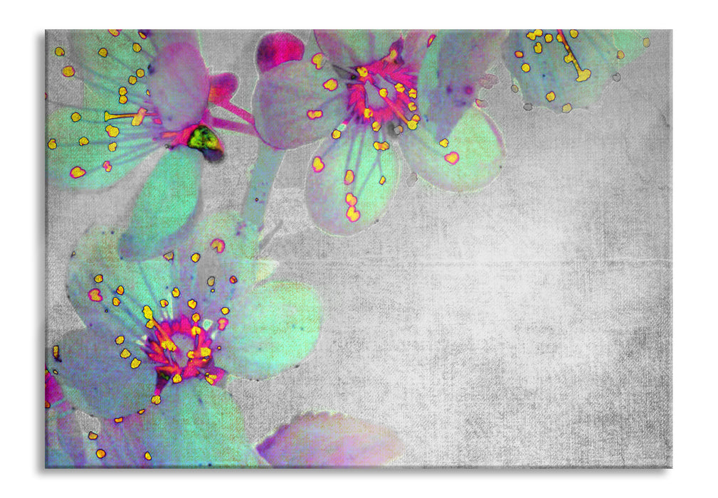 Pixxprint Lila pinke Kirschblüten, Glasbild