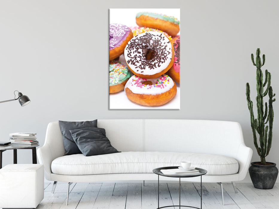 Donut Kuchen Liebesperlen, Glasbild