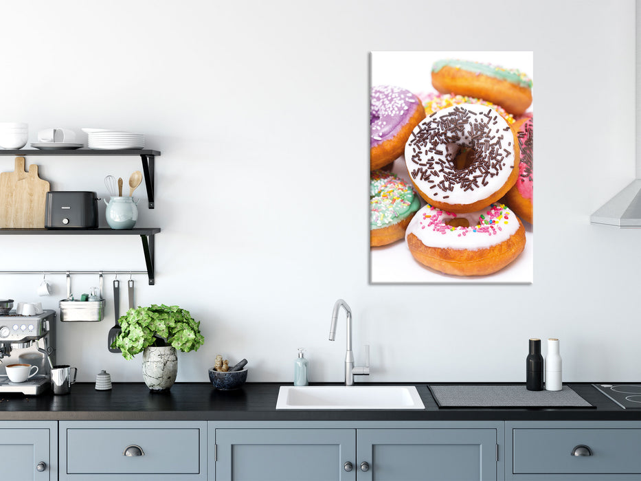 Donut Kuchen Liebesperlen, Glasbild