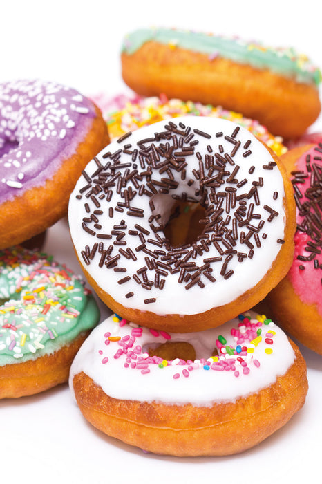 Donut Kuchen Liebesperlen, Glasbild