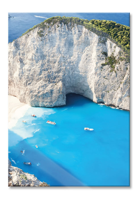 Pixxprint Klippe Meer Küste Steine Wellen, Glasbild