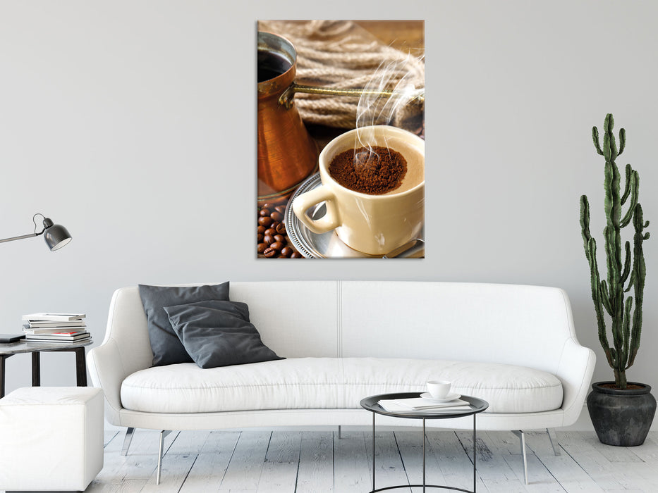 Kaffe Kaffeetasse Kaffee, Glasbild