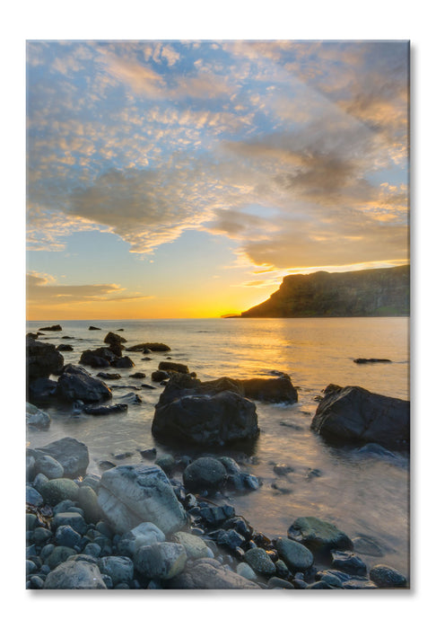 Felsen am Strand, Glasbild