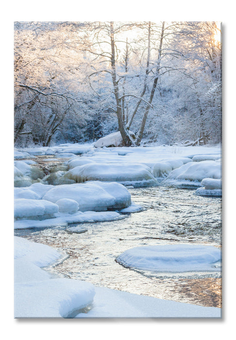 Pixxprint Bach in Winterlandschaft, Glasbild