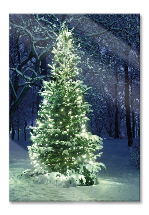 Pixxprint Leuchtender Weihnachtsbaum, Glasbild