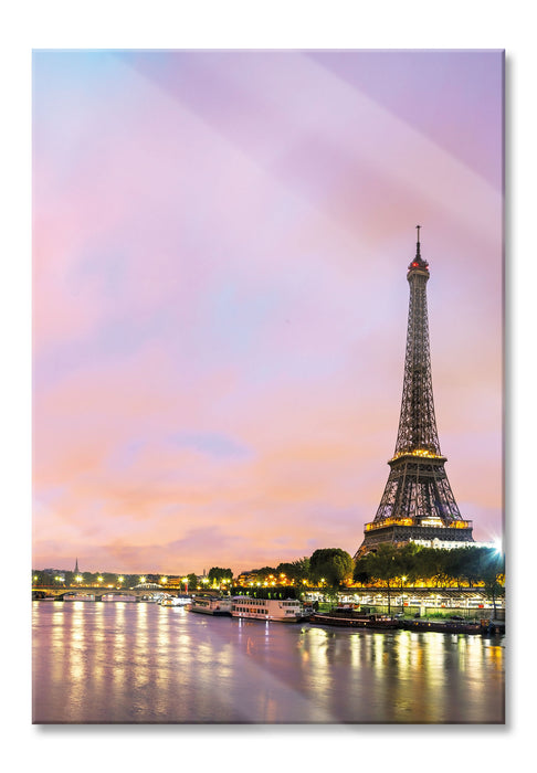 Pixxprint Eifelturm Paris bei Nacht, Glasbild