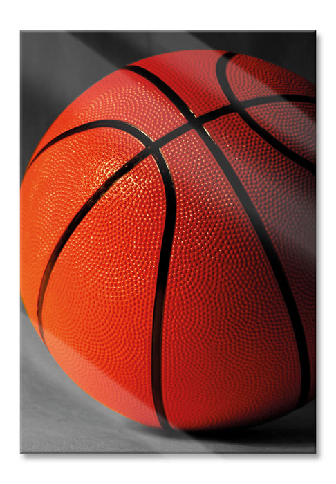 Pixxprint Basketball schwarzer Hintergrund, Glasbild