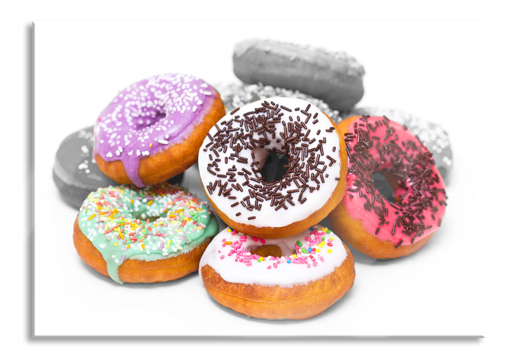 Pixxprint Donut mit Glasur und Liebesperlen, Glasbild