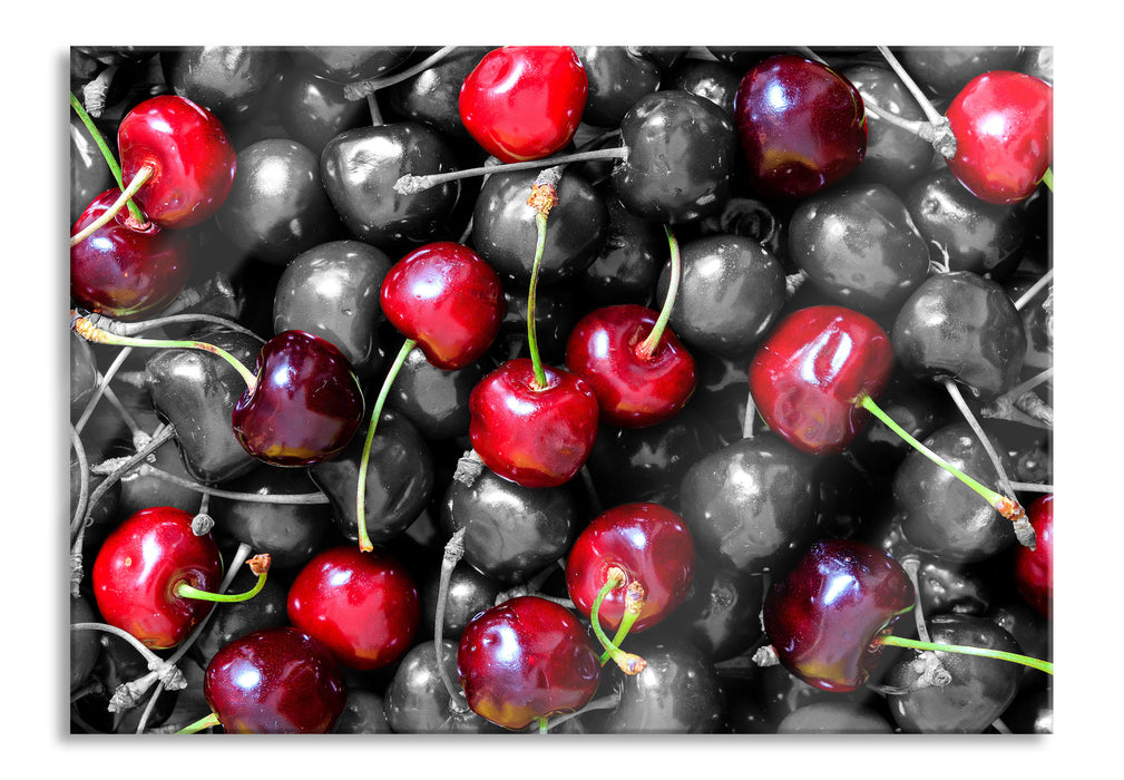 Pixxprint Viele leckere Kirschen, Glasbild